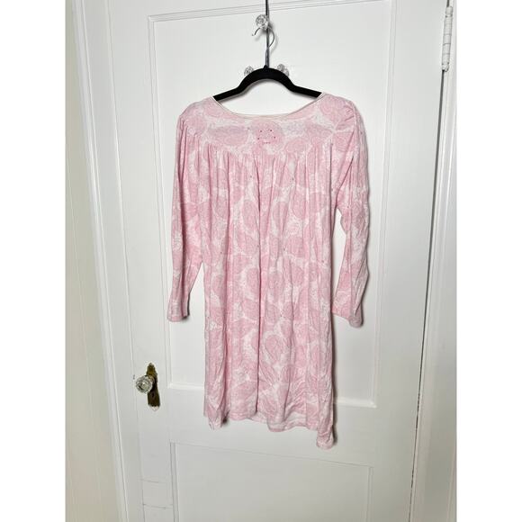 Calida Switzerland Pink Floral Long Sleeve Embroidered Nightgown Women's SM - Picture 1 of 8